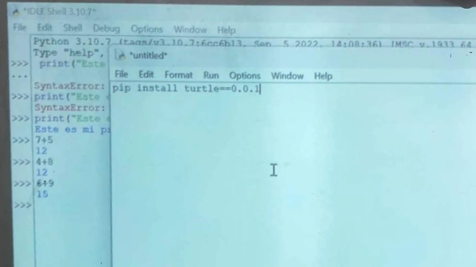 Screenshot of a screen with programming code