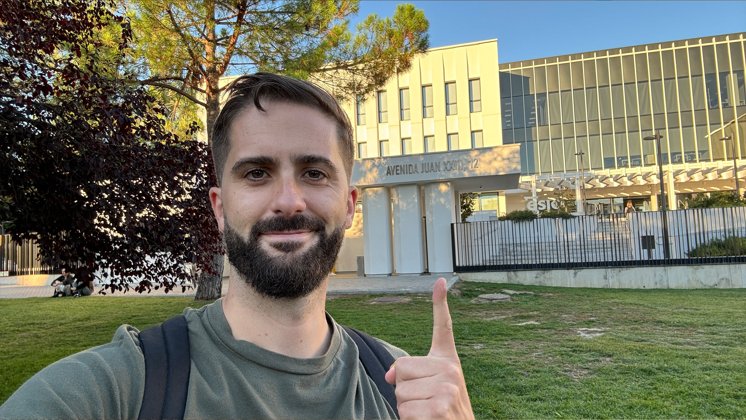 Man standing in front of a building
