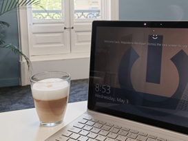 The shortcut to success Cover A laptop with a coffee cup on a table