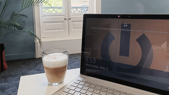 The shortcut to success Cover A laptop with a coffee cup on a table