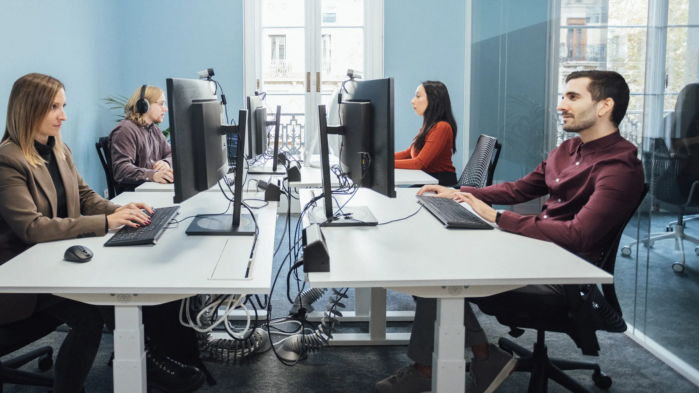 Team concentrated on work in a modern office